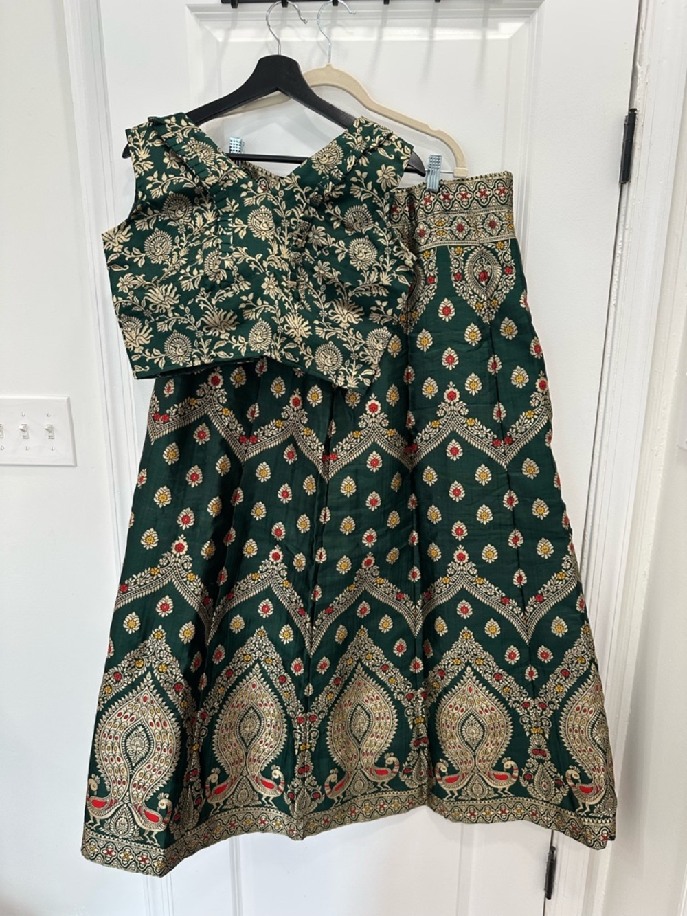 Green & Gold Embroidered Two-Piece Lehenga Set